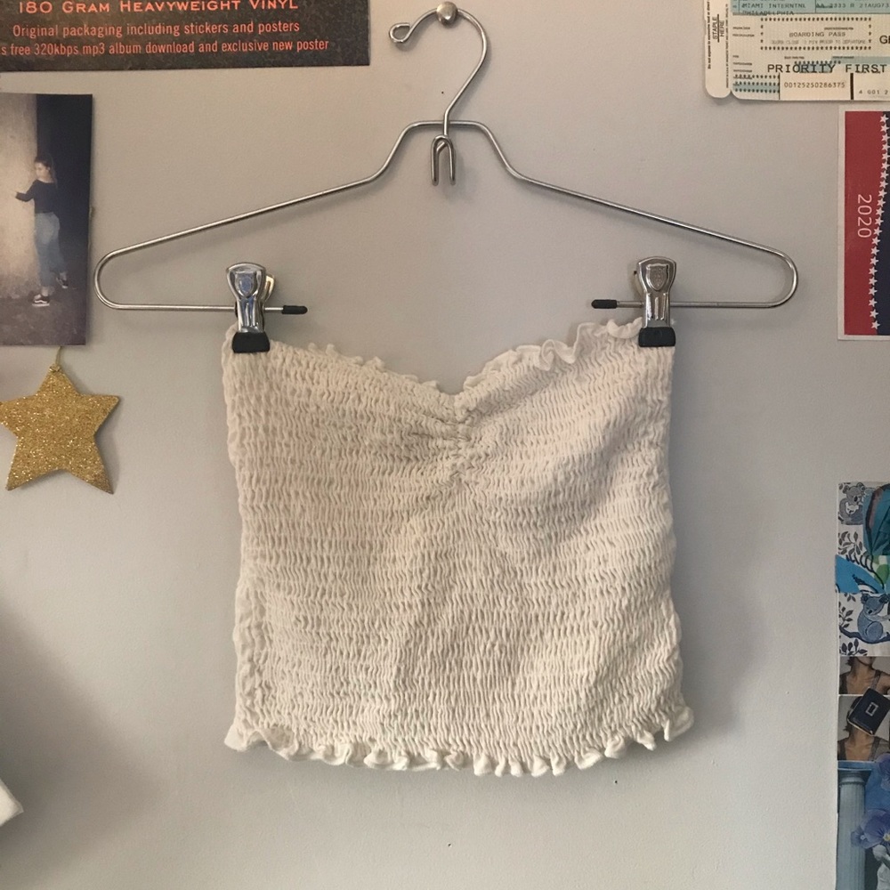 URBAN OUTFITTERS ruched white tube top